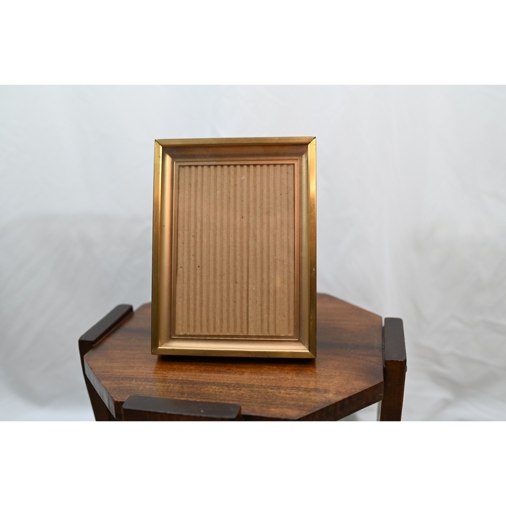 Vintage 5x7 Brass Tabletop Photo Frame Gold Tone Metal Easel Back Picture Frame